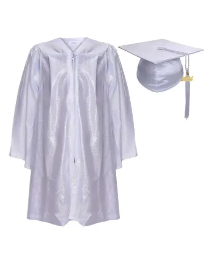 White Graduation Gown-Kids Satin 