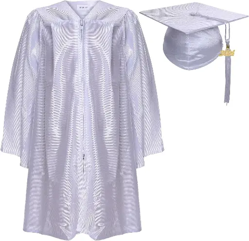 White Graduation Gown-Kids Satin 