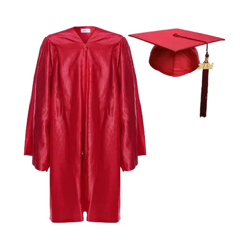 Red Color Graduation Gown-Kids Satin 