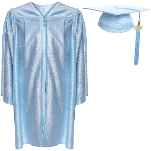 Blue color Graduation Gown-Kids Satin 