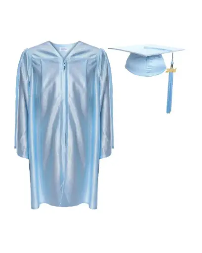 Blue color Graduation Gown-Kids Satin 