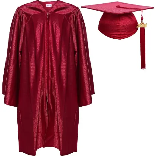 Maroon Color Graduation Gown-Kids Satin 