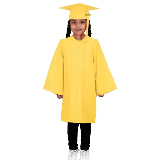 Yellow Color Graduation Gown-kids Matte