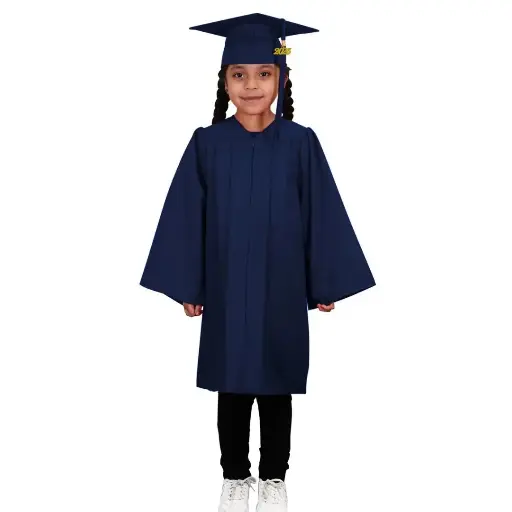 Dark Blue Graduation Gown-kids Matte 