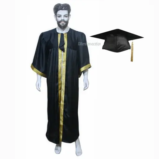 Black Graduation Gown-Adult Satin