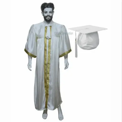  White Graduation Gown-Adult Satin 