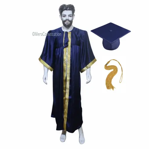 Dark Blue Graduation Gown-Adult Satin 