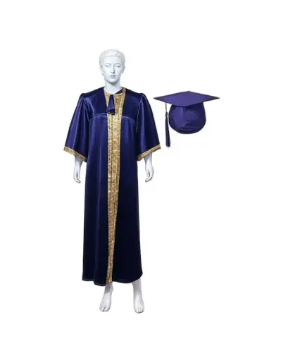 Dark Blue Graduation Gown-Adult Satin 