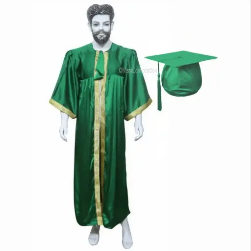 Forest Green Graduation Gown-Adult Satin