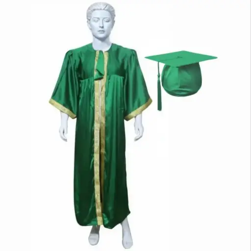 Forest Green Graduation Gown-Adult Satin