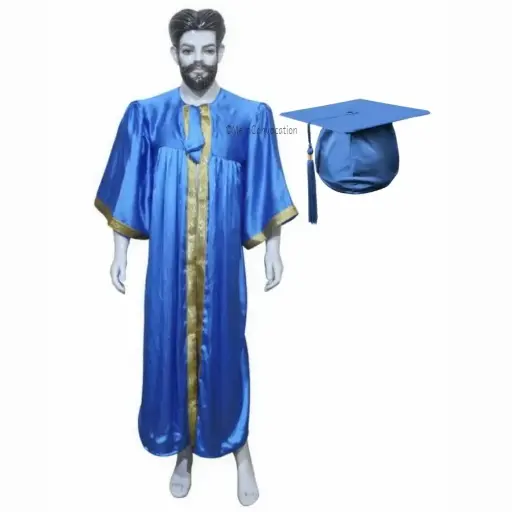 Blue Graduation Gown-Adult Satin