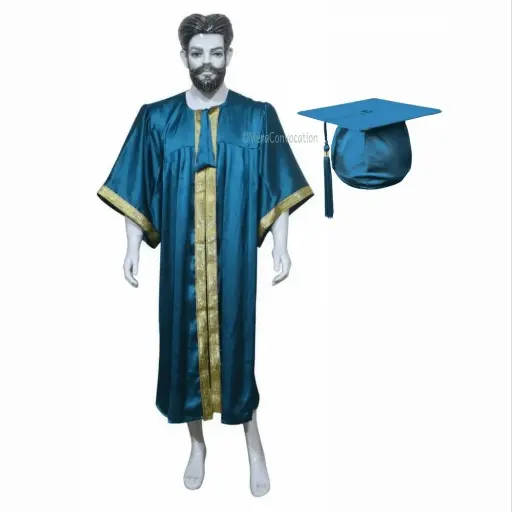 Turquoise Green Graduation Gown-Adult Satin  