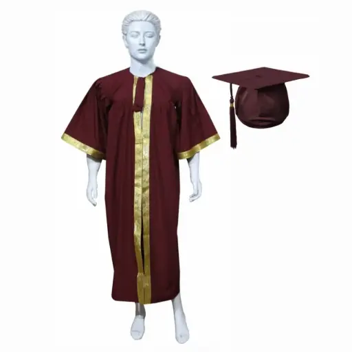 Maroon Satin Graduation Gown for Adults Rental– Elegant Academic Regalia