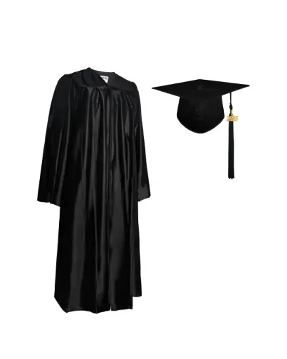 Black Graduation Gown-Adult satin 