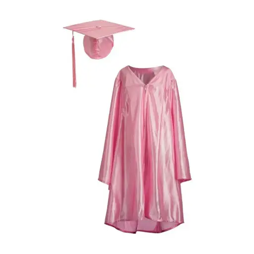 Pink Graduation Gown-Adult satin 