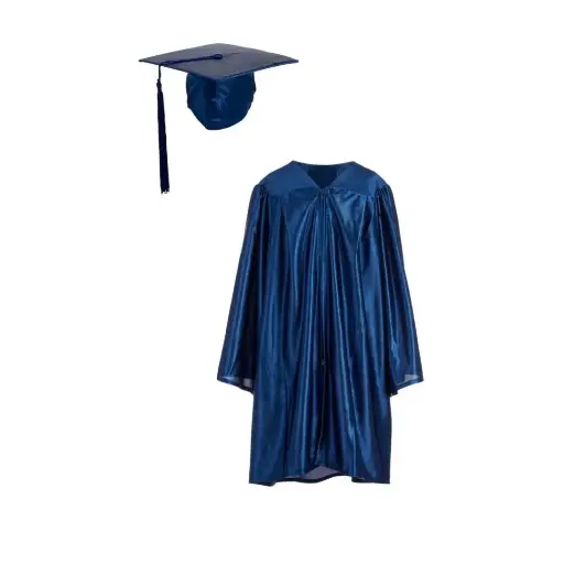 Dark Blue Graduation Gown-Adult satin