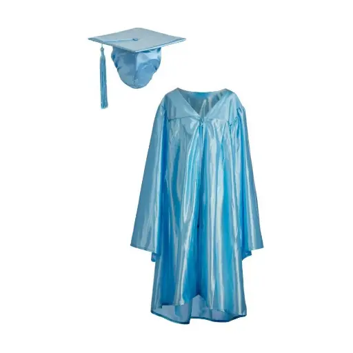 Blue Graduation Gown-Adult satin 