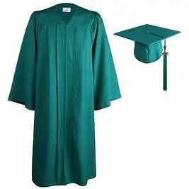 Turquoise Green Graduation Gown-Adult satin   