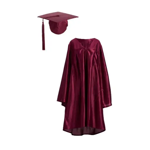 Maroon Satin Graduation Gown for Adults – Elegant Academic Regalia