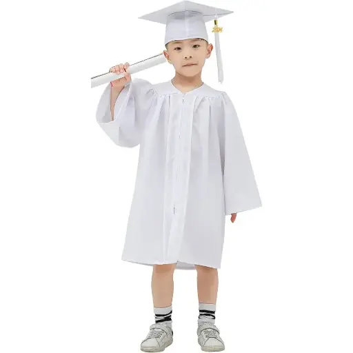 White Graduation Gown-Kids Matte 