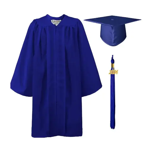 Dark Blue Graduation Gown-Kids Matte