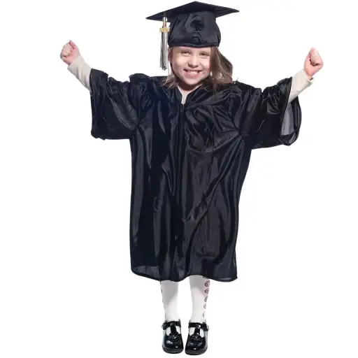 Black Graduation Gown-Kids Satin