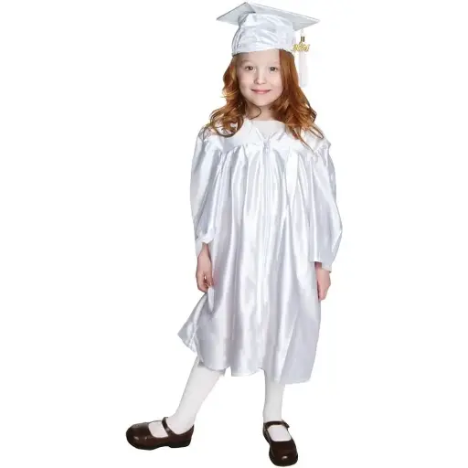 White Graduation Gown-Kids Satin