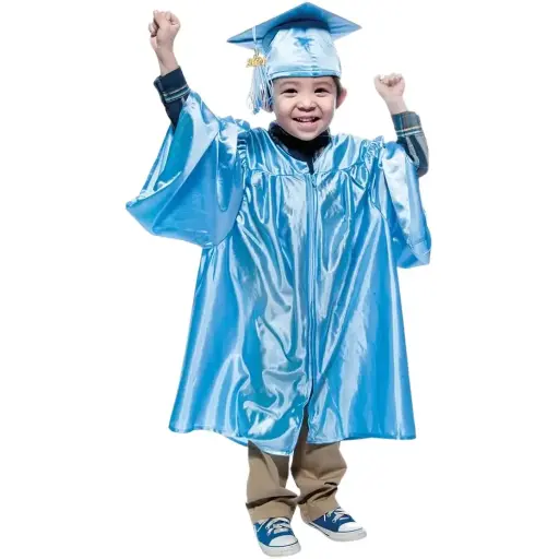 Blue Graduation Gown-Kids Satin