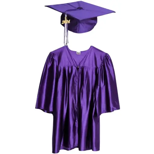 Purple Graduation Gown-Kids Satin