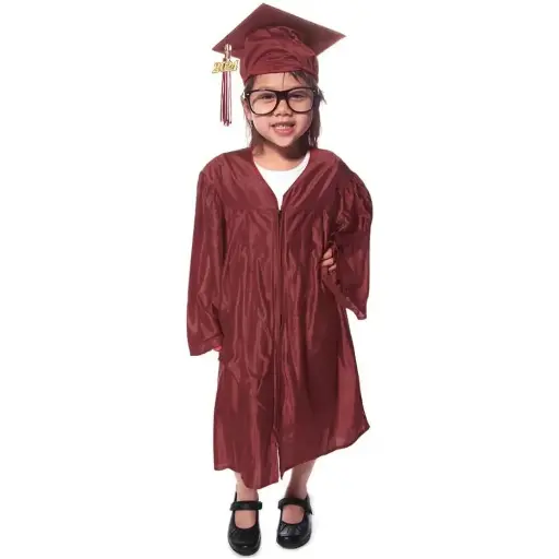 Maroon Graduation Gown-Kids Satin